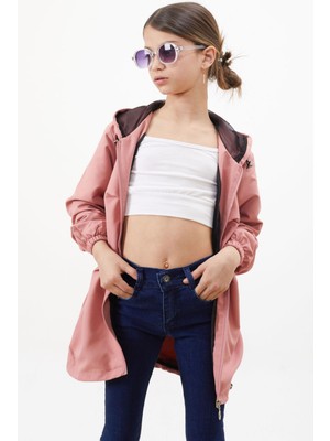 Cansın Mini Pembe Kapüşonlu Fermuarlı Kız Çocuk Paraşüt Ceket 18497