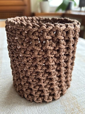 Stelo De Maro Crochet 3'lü El Yapımı Organizer Sepet / Aksesuar Kutusu Kahverengi