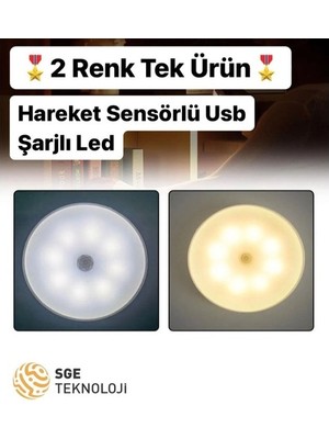 Sge Teknoloji Hareket Sensörlü USB Şarjlı Led Armatür Lamba