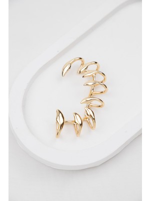 Sacha Geometrik Sarmal Formlu Gold Ear Cuff Küpe