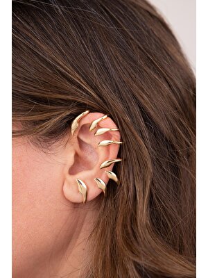 Sacha Geometrik Sarmal Formlu Gold Ear Cuff Küpe