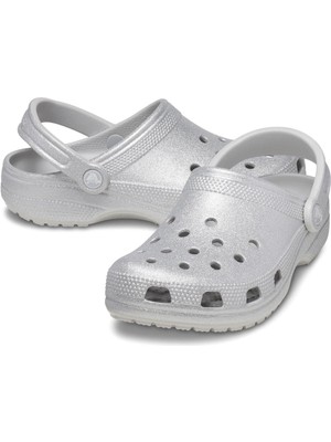 Crocs Classic Glitter Clog Unisex Gri Terlik