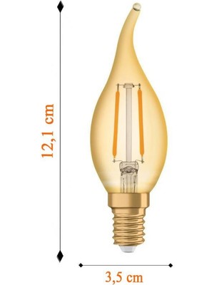 Osram Vintage 2,5W (22W) Kıvrımlı Rustik LED Mum Ampul - Sarı Dekoratif Lamba