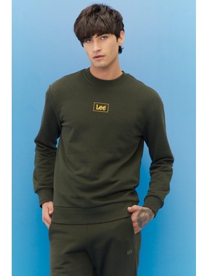 Lee L212299801 Erkek Haki Bisiklet Yaka Sweatshirt