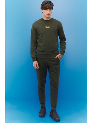 Lee L212299801 Erkek Haki Bisiklet Yaka Sweatshirt