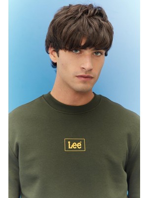 Lee L212299801 Erkek Haki Bisiklet Yaka Sweatshirt