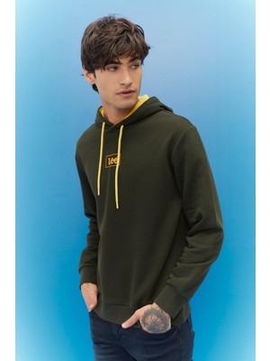 Lee L212302801 Erkek Haki Kapüşonlu Sweatshirt