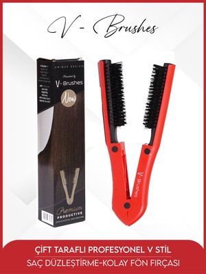 V Brushes Çift Taraflı Profesyönel V Stil, Saç Düzleştirme-Kolay Fön Fırçası Mor