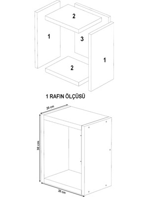 Dekormer Design Kitaplık Kare Duvar Rafı Antrasit