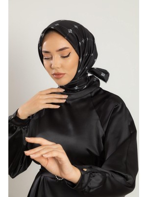 Silk Home Twill Ipek Eşarp - 11392-22 Siyah Gümüş