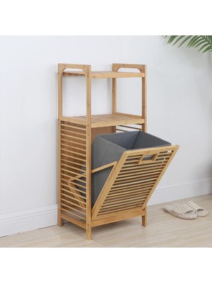 Çırpan Ev Bambu Raflı Çamaşır Sepeti 45X30X100CM