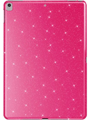 Megafox Teknoloji Apple iPad 10.2 (8.nesil) Uyumlu Tablet Kılıfı Koton Case Simli Parlak Kapak, Pembe Koyu