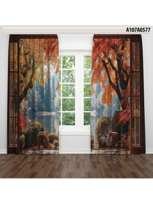 A2ZTR Dijital Baskılı Fon Perde Iki Kanat