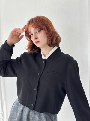 Retrobird Omuzları Vatkalı Bomber Kısa Ceket Kadın Siyah