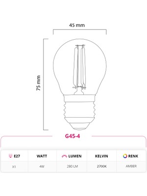 LED Lamp 4W 220V E27 G45 Rustik LED Top Ampul G45-4 10'lu Paket