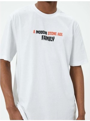 Koton Erkek Giyim Taş Devri Tişört  - Koton - 4SAM10789HK - Beyaz - S