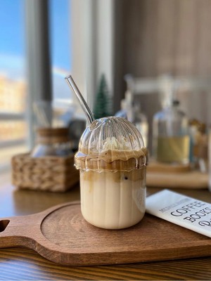 Devigo 2 Adet Kapaklı Pipetli Pinterest Bardak | Soğuk Kahve ve Sunum Bardağı | 430 ml