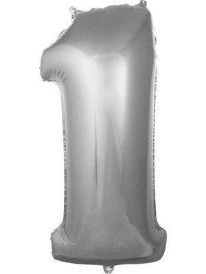 Parti Sürprizi Gümüş 1 Rakam Folyo Balon 36 cm 1 Adet