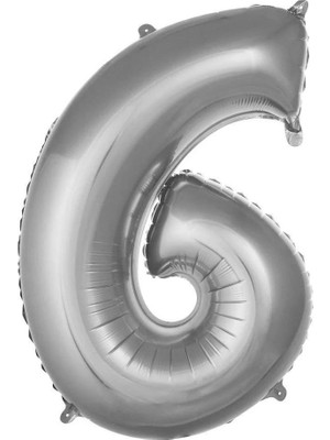 Parti Sürprizi Gümüş 6 Rakam Folyo Balon 36 cm 1 Adet