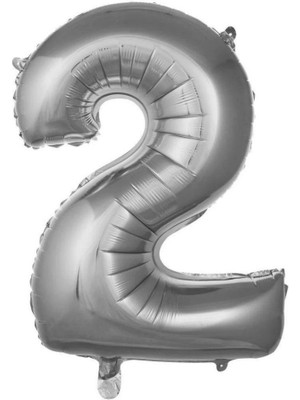 Parti Sürprizi Gümüş 2 Rakam Folyo Balon 36 cm 1 Adet