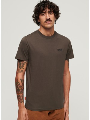 Superdry Bisiklet Yaka Düz Siyah Erkek T-Shirt M1011927A06A_ESSENTIAL Logo Emb Tee