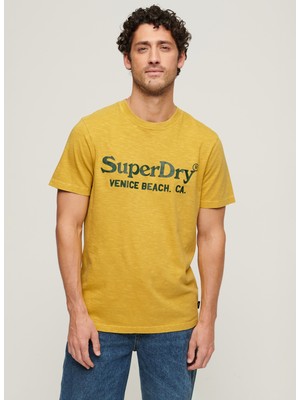 Superdry Bisiklet Yaka Baskılı Sarı Erkek T-Shirt M1011893A2AX_VENUE Classıc Logo T S