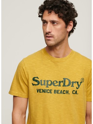 Superdry Bisiklet Yaka Baskılı Sarı Erkek T-Shirt M1011893A2AX_VENUE Classıc Logo T S