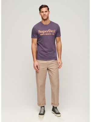 Superdry Bisiklet Yaka Baskılı Mor Erkek T-Shirt M1011893A2AW_VENUE Classıc Logo T S