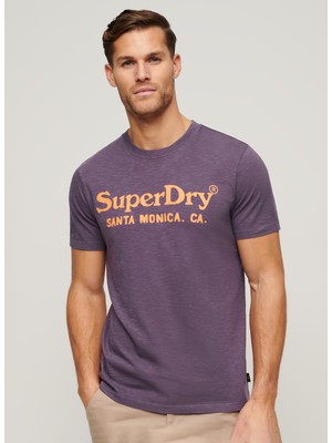 Superdry Bisiklet Yaka Baskılı Mor Erkek T-Shirt M1011893A2AW_VENUE Classıc Logo T S