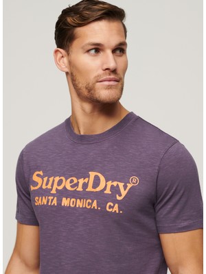 Superdry Bisiklet Yaka Baskılı Mor Erkek T-Shirt M1011893A2AW_VENUE Classıc Logo T S