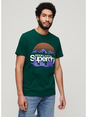 Superdry Bisiklet Yaka Baskılı Koyu Yeşil Erkek T-Shirt M1011911A8UM_GREAT Outdoors Nr Grap