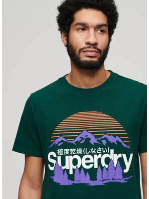 Superdry Bisiklet Yaka Baskılı Koyu Yeşil Erkek T-Shirt M1011911A8UM_GREAT Outdoors Nr Grap