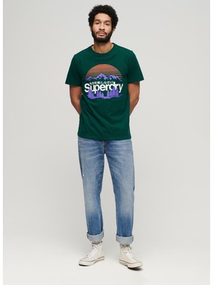 Superdry Bisiklet Yaka Baskılı Koyu Yeşil Erkek T-Shirt M1011911A8UM_GREAT Outdoors Nr Grap