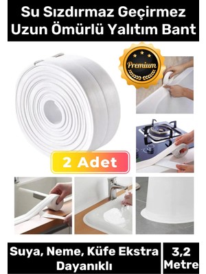 Carlburn Premium Su Geçirmez Sızdırmaz Dayanıklı Lavabo Pvc Yağ Kenar Küf Önleyici 3.2m 2 Adet Izolasyon Bant