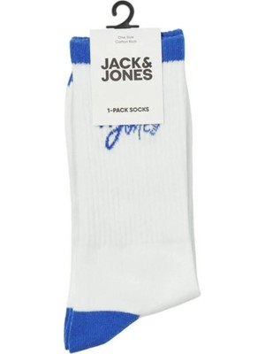 Jack & Jones 12252044 Jaccal Logo Tennis Sock Beyaz-Mavi