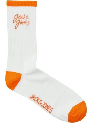 Jack & Jones 12252044 Jaccal Logo Tennis Sock Beyaz-Turuncu