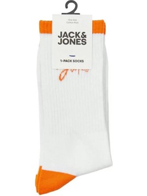 Jack & Jones 12252044 Jaccal Logo Tennis Sock Beyaz-Turuncu