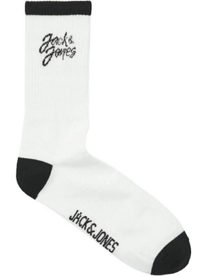 Jack & Jones 12252044 Jaccal Logo Tennis Sock Beyaz-Siyah