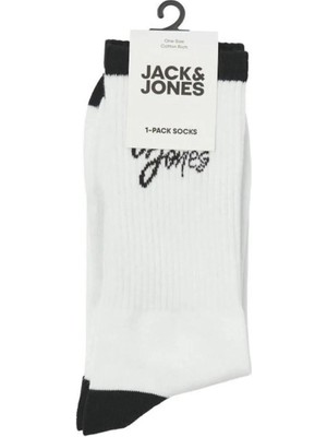 Jack & Jones 12252044 Jaccal Logo Tennis Sock Beyaz-Siyah