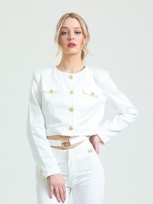 WAYNG Crop Blazer Ceket, Kadın Takım Elbise Ceketi