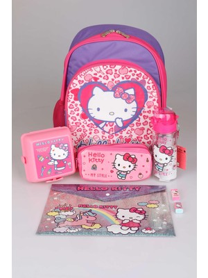 Hello Kitty Lisanslı Hello Kıtty Ilk ve Orta Öğretim Çantası,beslenme Kabı ,kalem Çantası ve Trıtan Matara Seti