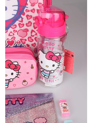 Hello Kitty Lisanslı Hello Kıtty Ilk ve Orta Öğretim Çantası,beslenme Kabı ,kalem Çantası ve Trıtan Matara Seti