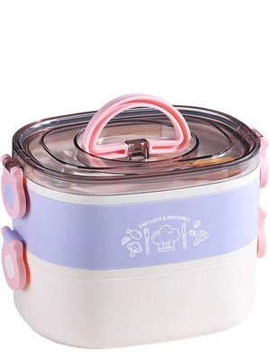 Vagonlife 1200 ml Iki Kat Üç Bölme Paslanmaz Çelik Bento Lunch Box Yeni Nesil Sefer TASI-ÇATALLIKAŞIK-FFLBOX50251