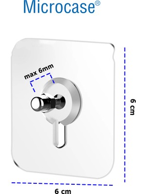 Microcase Güçlü Plastik Yapışkanlı 6mm Hanger Vidalı Eşya Ürün Raf Tutucu Askılık 1 Adet -Şeffaf AL4263