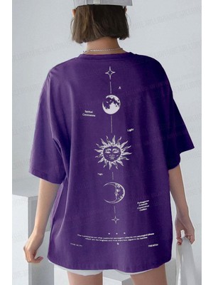 Teenage Millionaire Kadın The Moon Mor Bisiklet Yaka Oversize Salas T-Shirt