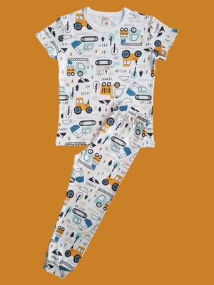 Çamaşır Bahçesi Kısa Kollu Desenli Çocuk Pijama Takım #baskılıçocukpijamatakım #kepçedesenlipijama #çamaşırbahçesi