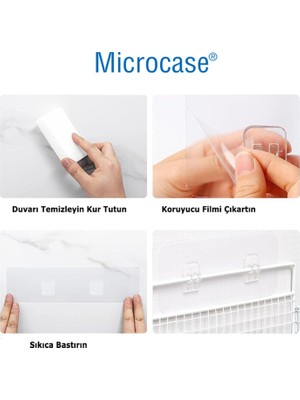 Microcase Güçlü Plastik Yapışkanlı Suya Dayanıklı Çift Başlı Banyo Mutfak Eşya Taşıma Raf Askılığı 1 Adet -Şeffaf AL4270