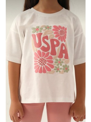 U.S. Polo Assn. Lisanslı Flower Krem Kız Çocuk Kapri Takım