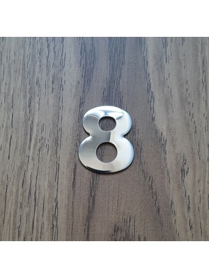 Gendec Kapı Numarası 4.2 cm No:8 Kendinden Yapışkanlı Krom Metal Dolap,ayakkabılık,raf,posta Kutu Numarası