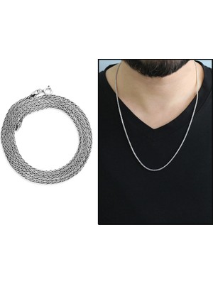 Gümüş Hediye Al 925 Ayar Gümüş 60 cm Uzunluk 100 Mikron Kalınlık Spiga Model Erkek Zincir